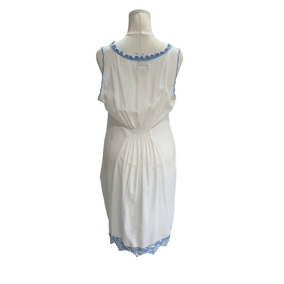 HiBis Embroidered Lace Dress Cottagecore Coquette Resort Boho Summer White Blue - Picture 7 of 9